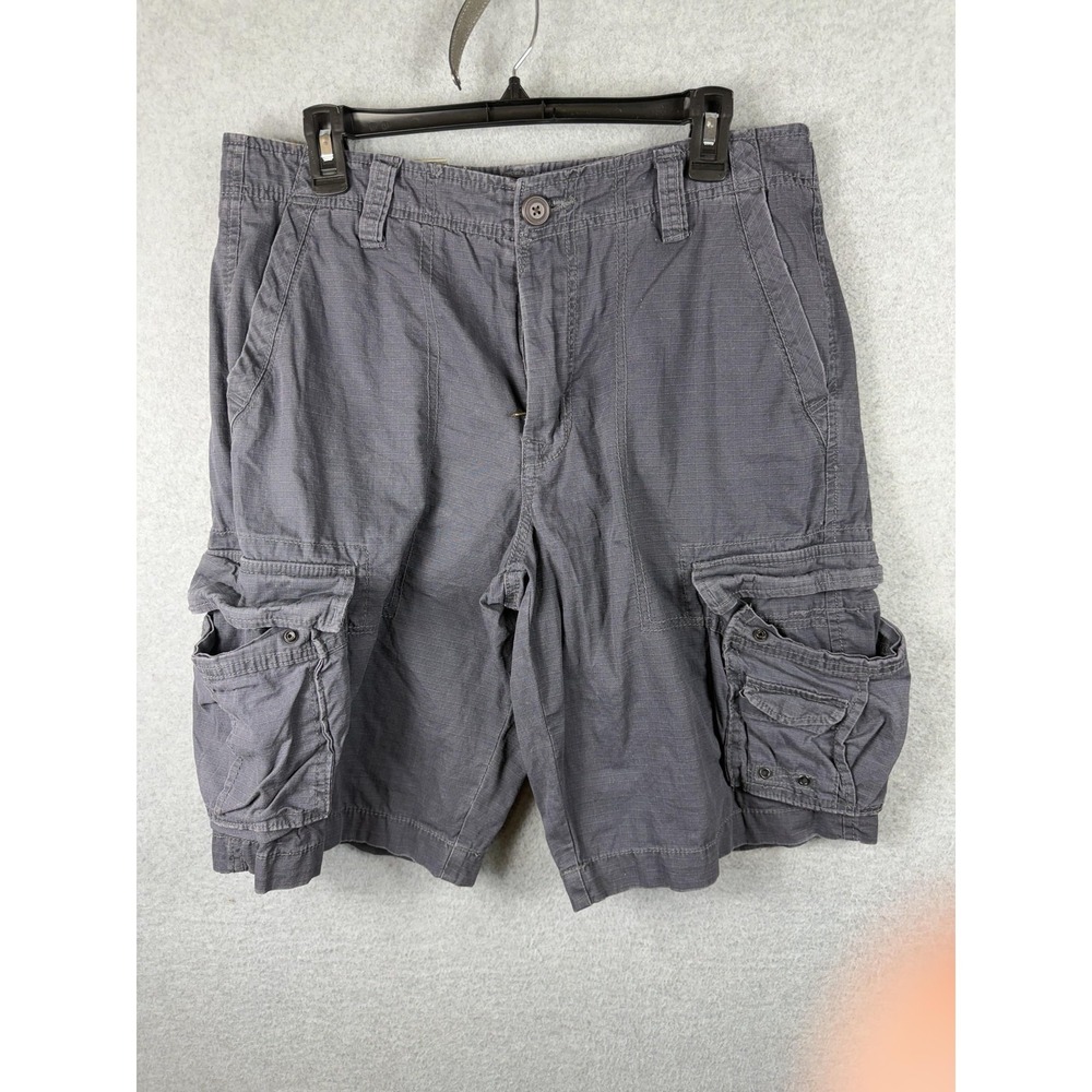 Aeropostale Cargo Shorts Mens 32 Gray Canvas Multi Pocket Lightweight Casual